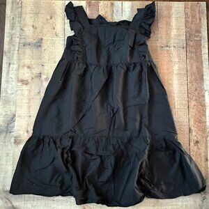 New Look Curves black square neck frill sleeveless midi dress women's 20